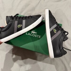 Lacoste Black and Gray Sneakers with White Soles